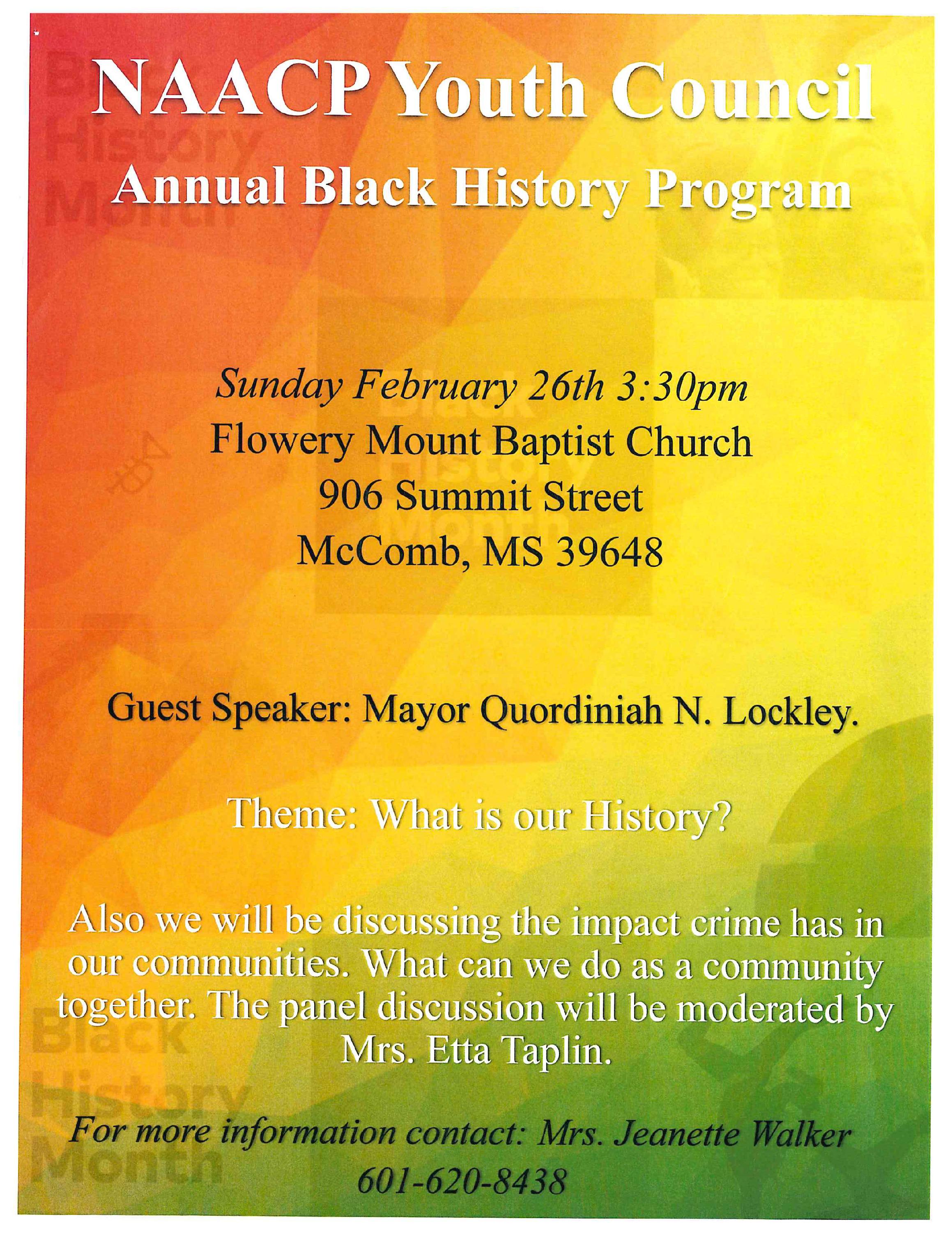 NAACP YOUTH COUNCIL BLACK HISTORY PROGRAM